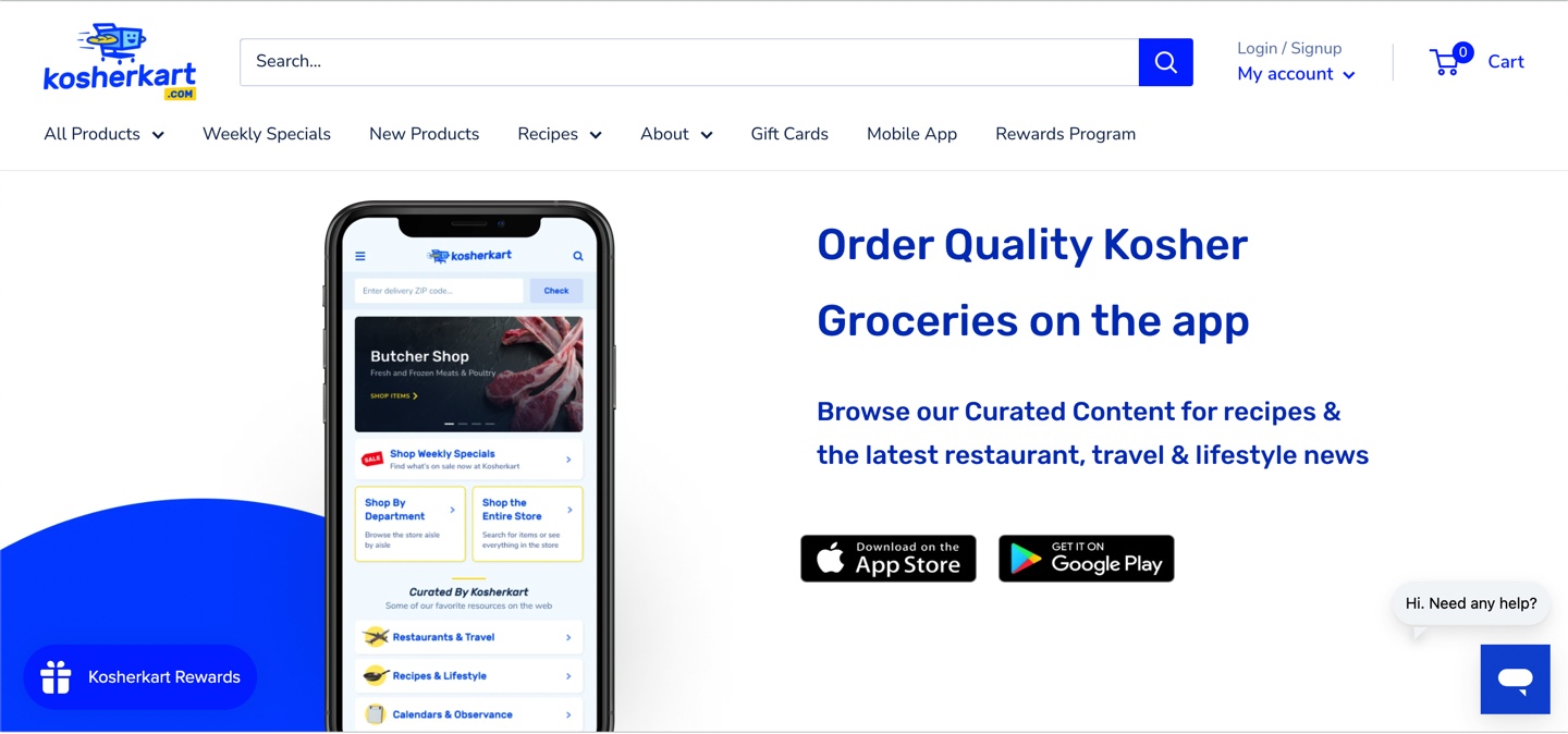 View KOSHER KART's images on CB/I Digital Case Study Page of Platform Development Service.